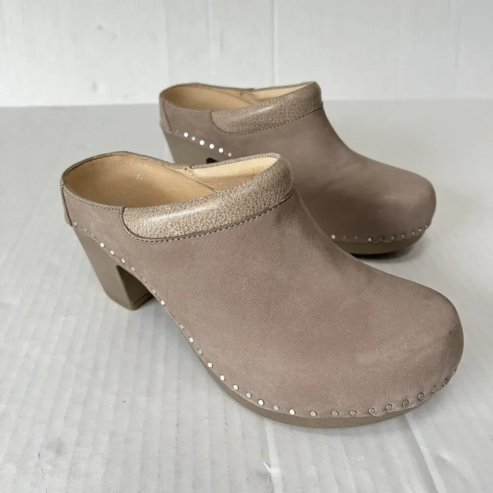 Dansko Sammy Clogs Womens Slip On Comfort Open Heel Casual Shoes Nubuck Leather - Picture 2 of 13